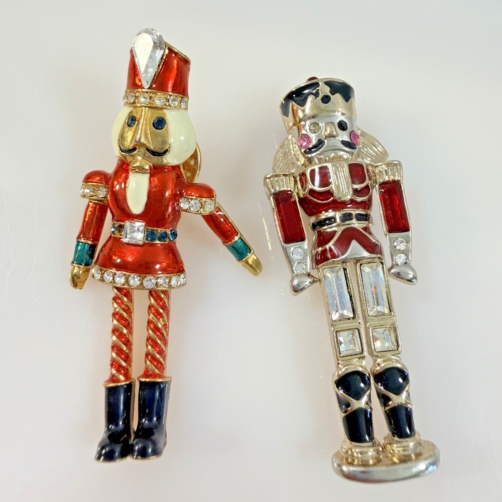 Vintage Nutcracker Brooch Lot of 2 Monet and Articulating Avon READ